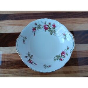 VTG  9" Moss Rose Serving Bowl Dish Fine China Ucagco Japan Pink Roses Gold Trim